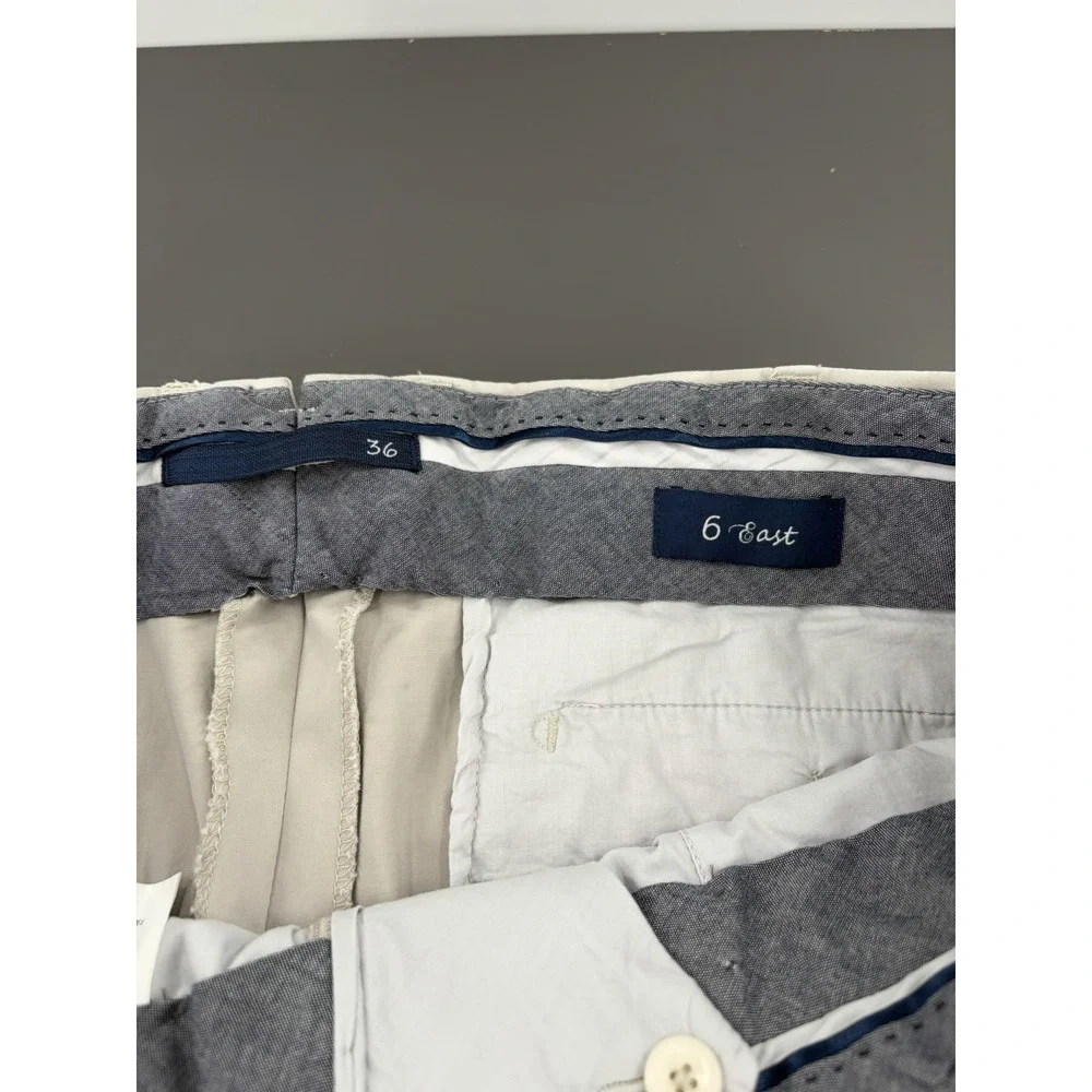 6 East Unhemmed Dress Pants Men Sz 36 Slim Fit Supima Sateen Performance Trouser